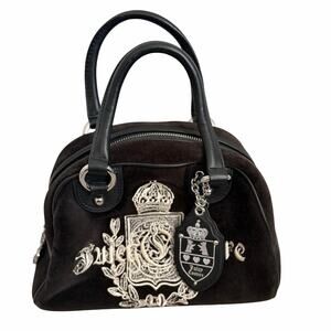 Vintage Juicy Couture Velour Bowler Handbag Dark Brown